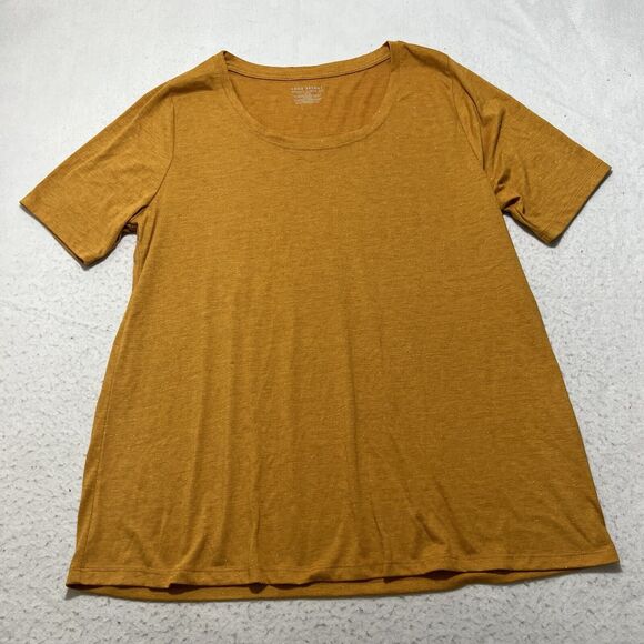 Lane Bryant Tops - Lane Bryant Women's 10/12 Perfect Sleeve Tee Glitter Mustard Yellow T Shirt